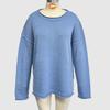 Ladies Autumn Winter Long Sleeve Round Collar Solid Color Pullover Warm Knitted Sweater Knitwear Top