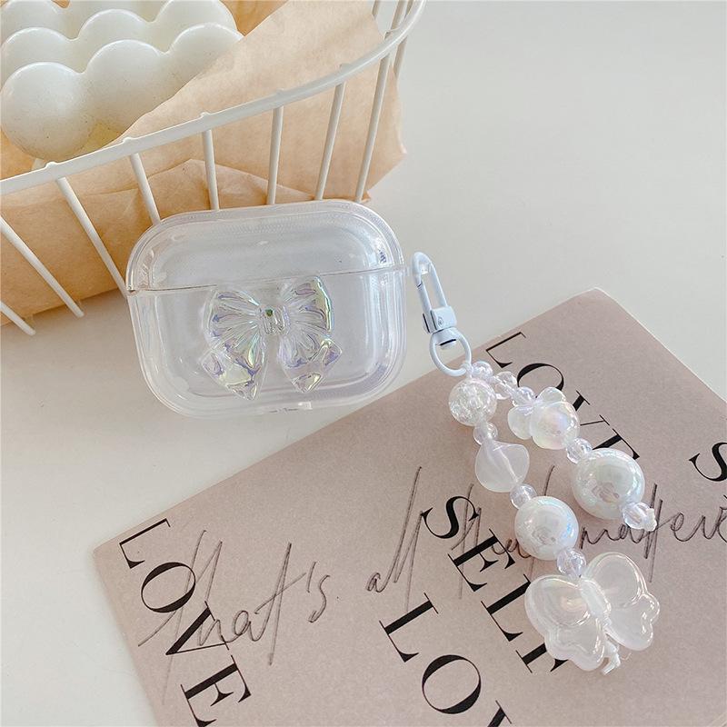 

Applicable To Apple Bluetooth Headphone Case Airpods 4 Laser 2/3 Generation Pearl Pendant Airpodspro Transparent airpods 1/2 generation