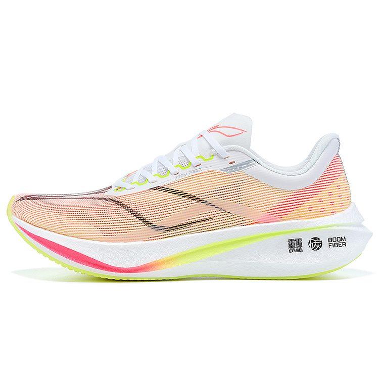 Li Ning Feidian 3 Challenger Fabric Slip Resistant And Breathable Low top Running Shoes Men's Pink White ARMT037-1
