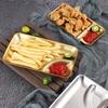 Stainless Steel Compartmentalized Snack Plate Gold Fried Chicken Sauce Dessert Bread Tray Silver with Vinegar Dish Rice Plates