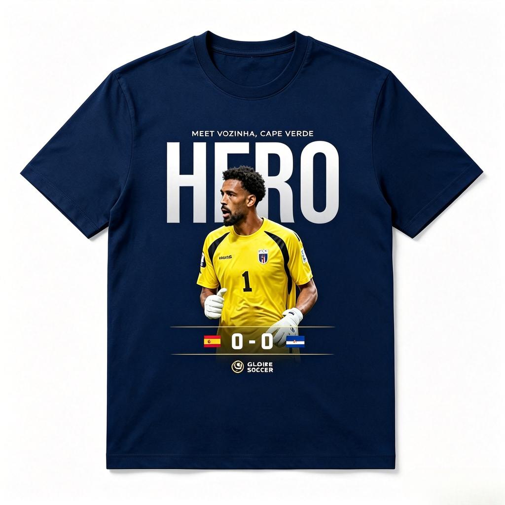 Capo Verde Portiere Vozinha Eroe Grafica Maglietta Spagna 00 Capo Verde Calcio Maglietta Unisex Cotone Fan Calcio Manica Corta Top