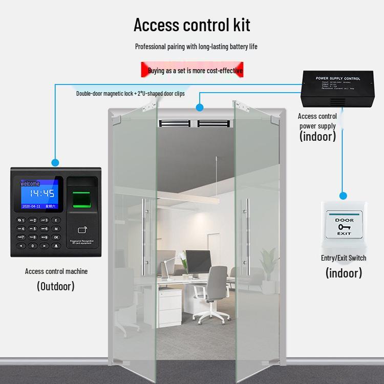 All-in-One Fingerprint & Password Access Control Time Clock System