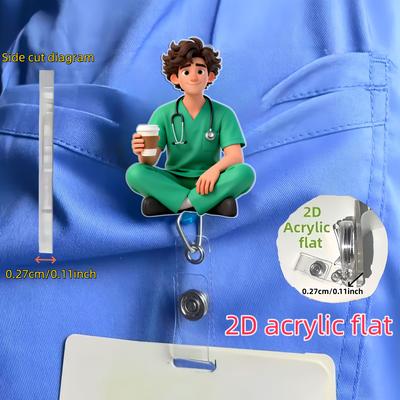 Retractable Badge Holder, Nurse Badge Reel, 2D Acrylic, Durable Nylon Lanyard, Medical ID Clip, Doctor Nurse Gift, LPN Accessory, Team Gift
