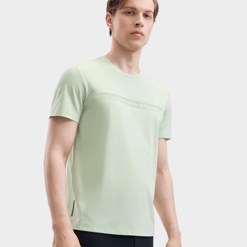 Men's FILA T-Shirts Men's Light Leaf Green Crew Neck Moderate Straight Fit