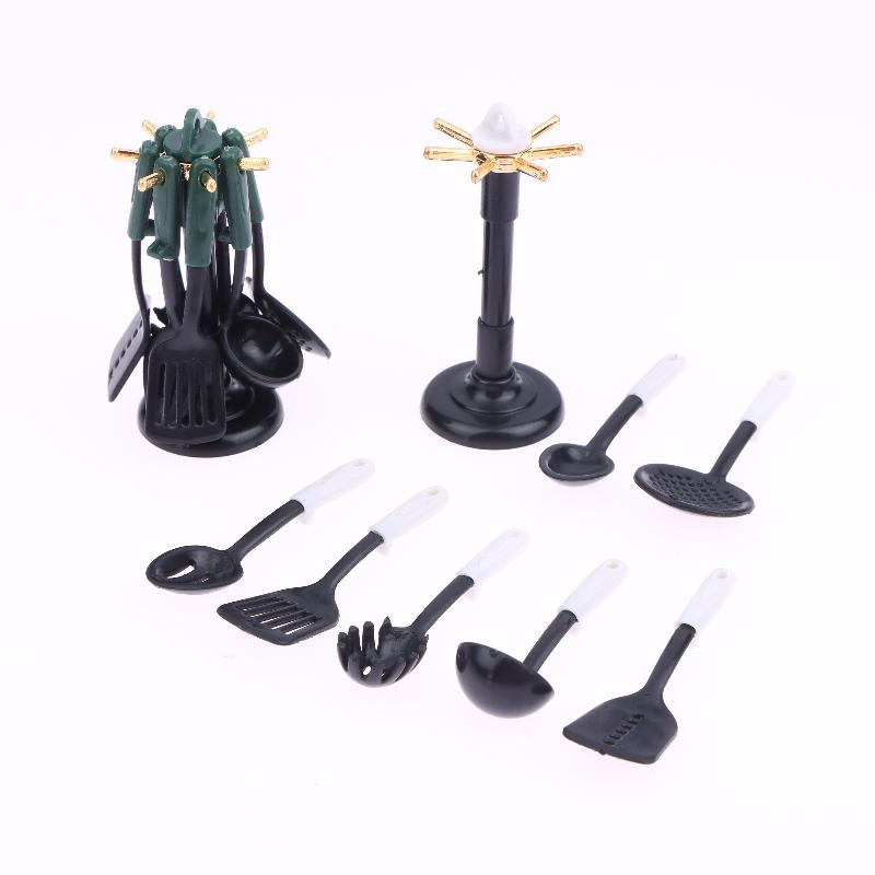 Dollhouse Miniature Accessories Mini Shovel Soup Spoon Storage With Holder Simulation Furniture Kitchen Utensils For Decoration