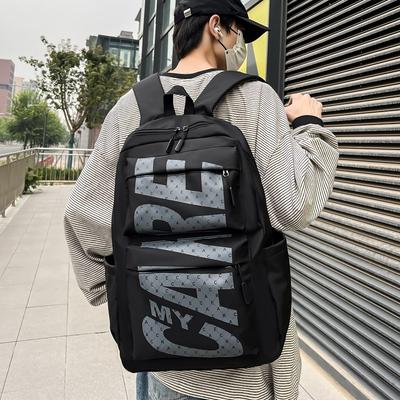 Letter Print Men's Backpack Women's Backpack Large Capacity Student Schoolbag