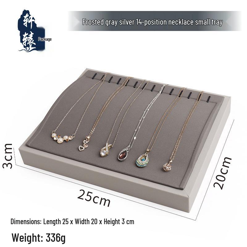Frosted Grey Silver 12-Grid Jewelry Tray for Necklaces and Pendants