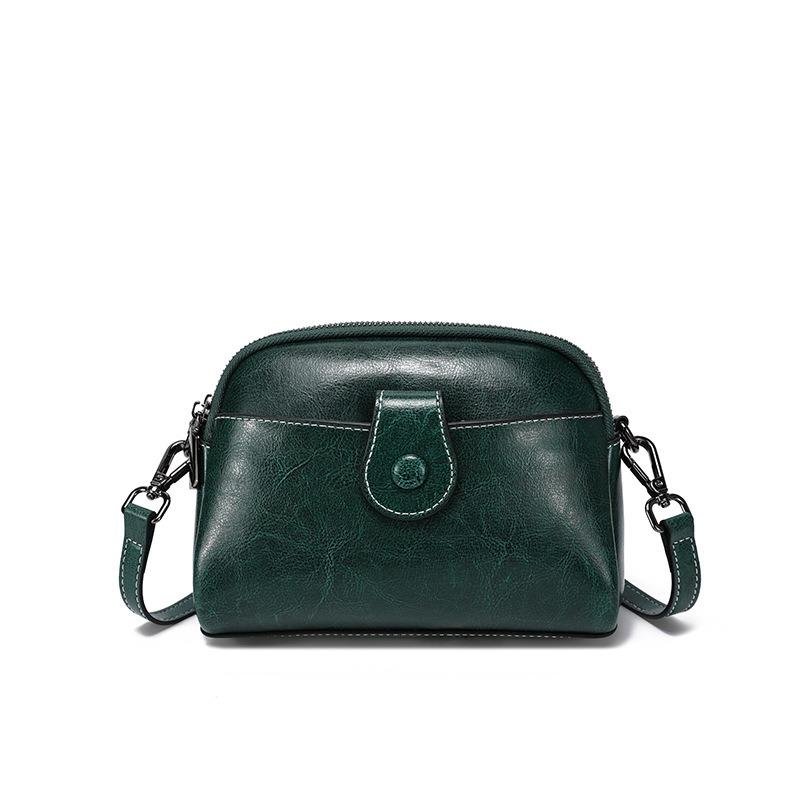 Premium Oil Wax Cowhide Small Bag New Leather Women's Bag Retro Temperament Shoulder Bag Fashion Messenger Bag