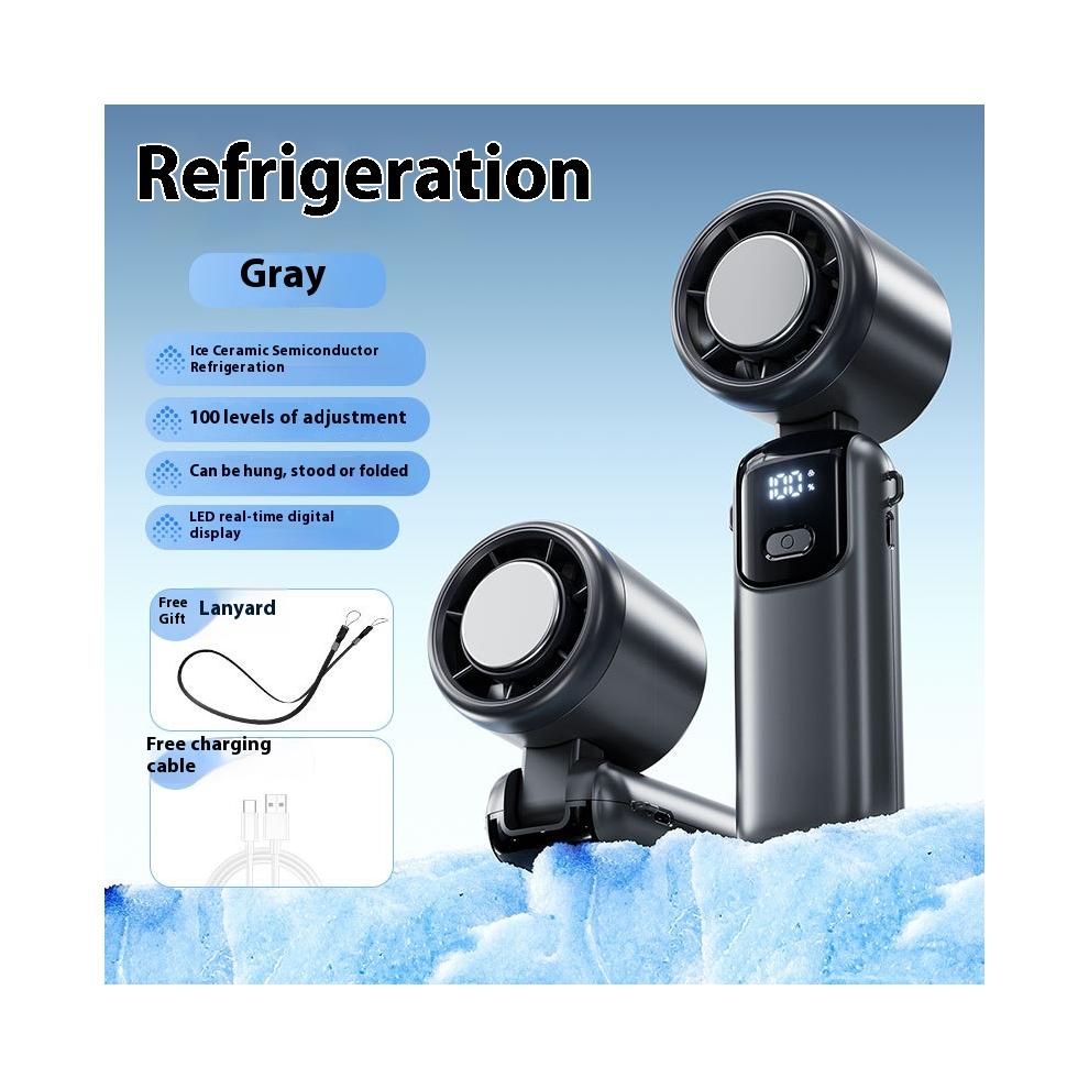 Cooling Handheld Fan High Speed Violent Fan Folding Neck Hanging Turbine Ice Compress Small Handheld Fan