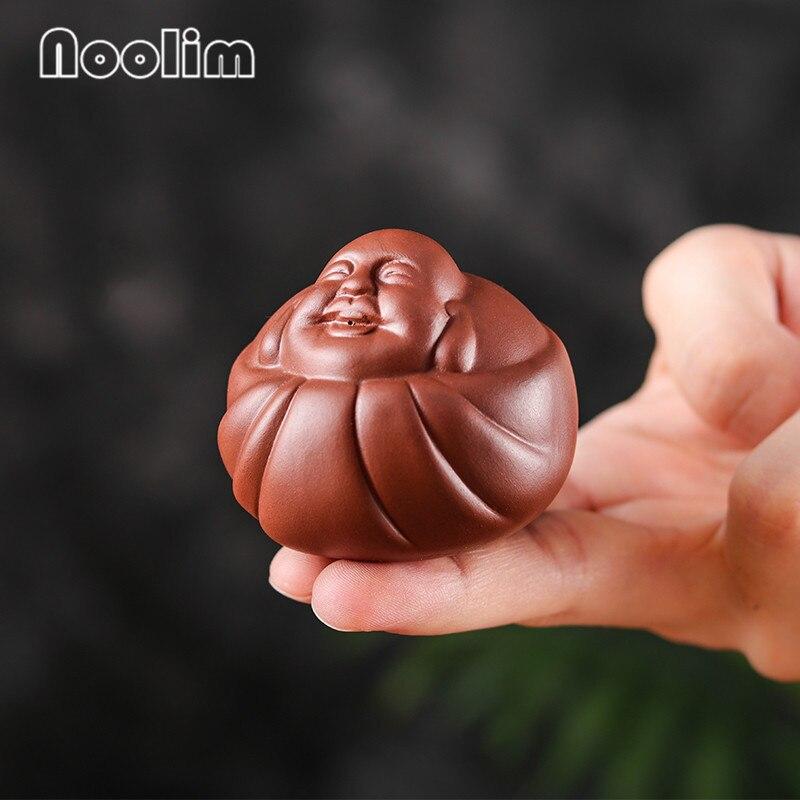 Purple Clay Tea Pet Laughing Buddha Statue Ornament Maitreya Figurine Tea Tray Home Teahouse Decoration
