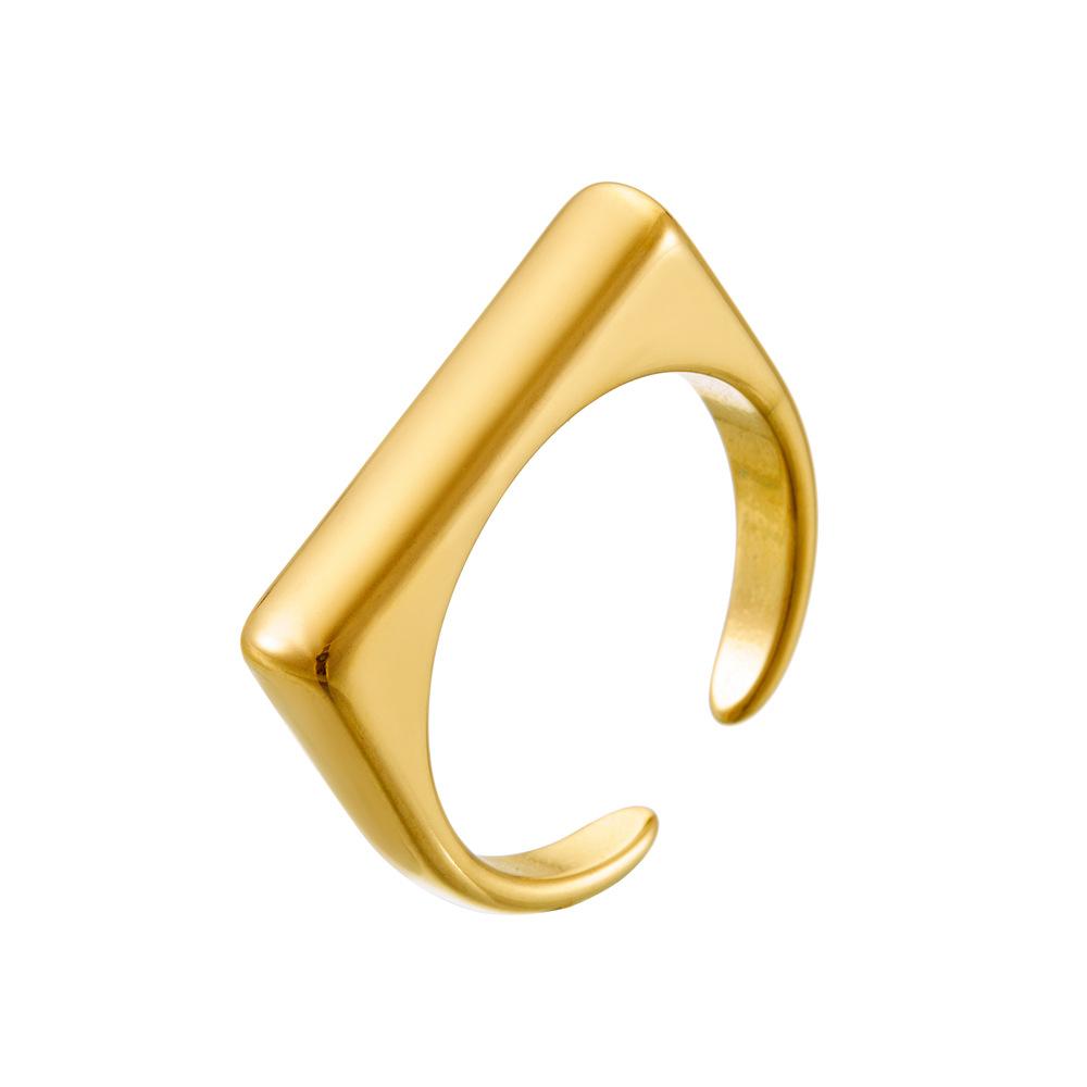 Korean Version Geometric Square Smooth Stainless Steel Ring Women'S Fashion Simple Non-Fading Open Ring Adjustable Quality