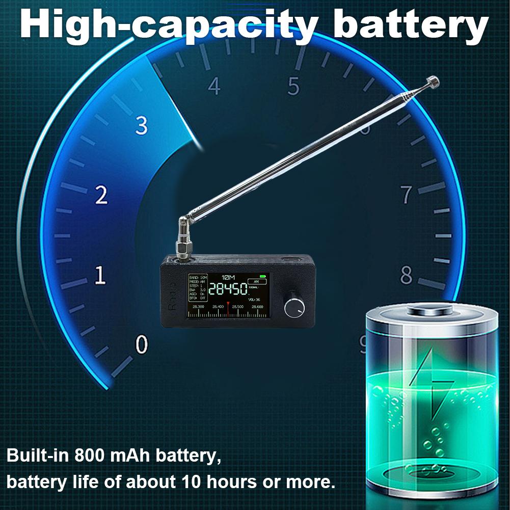 SI4732 0.5-108mhz Portable Radio 1.9inch IPS Screen All Band Radio Receiver with Telescopic Antenna HF SW MW VHF Radio