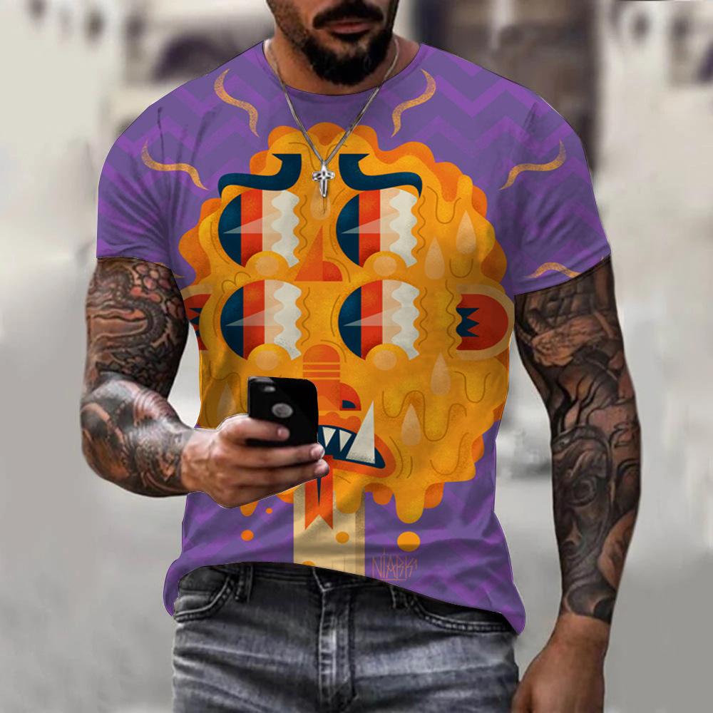 3D Digital Printing T-Shirt Teen Men's Short Sleeve Top Versatile Breathable