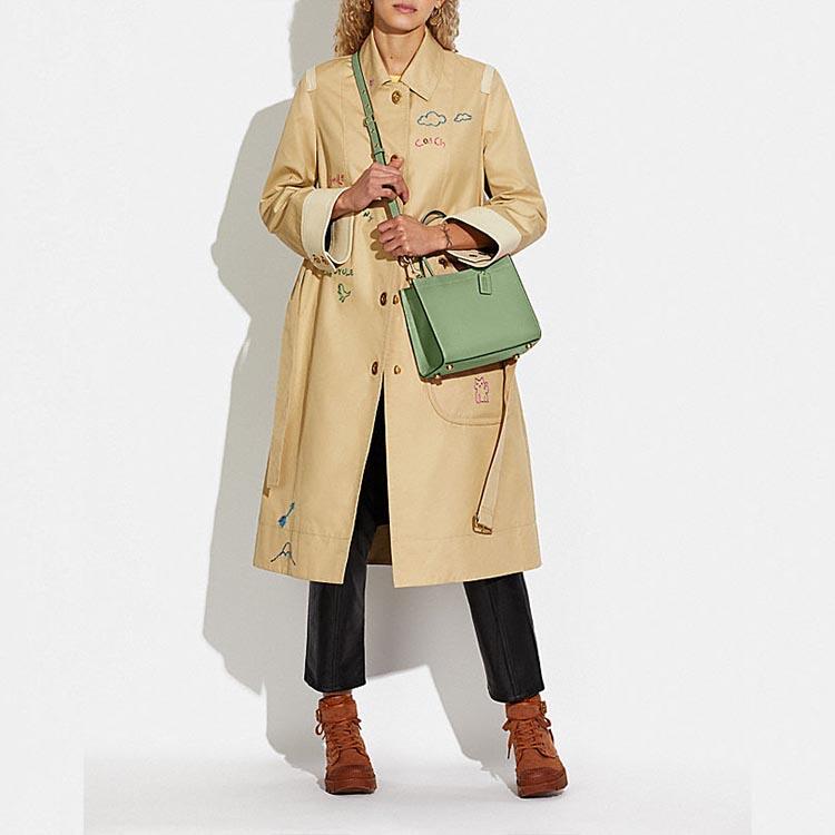 New COACH Cashin Leather Tote Bag, Shopping Bag, Handbag, Crossbody Bag Small Women's Sage Green C8544-B4TY6