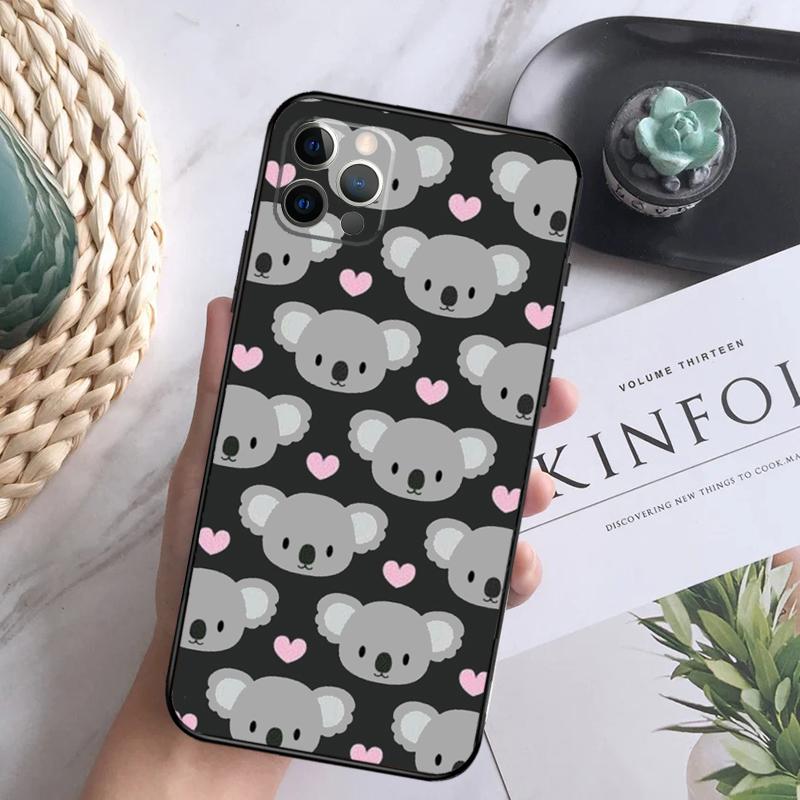 Cute Cartoon Koala Case For iPhone 15 11 12 13 14 Pro Max XS XR X 7 8 Plus 12 13 Mini 16 Pro Max Soft Cover