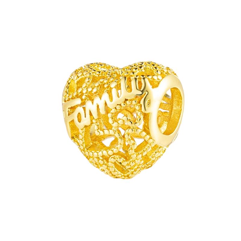 Gold Plated Sparking HeartFlower Charm Beads Pendant Fit Original Copper Bracelet Necklace Beads For Diy Jewelry Women Gift
