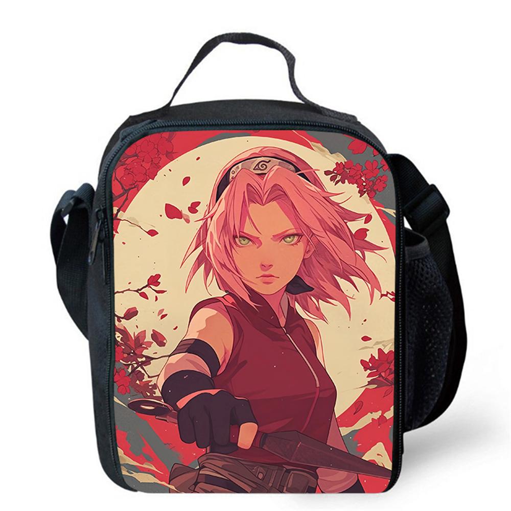 NARUTO Anime Cartoon Kids Insulated Thermal Lunch Bag, Lightweight Portable Children Picnic Tote Bag for Boys & Girls Age 5-11