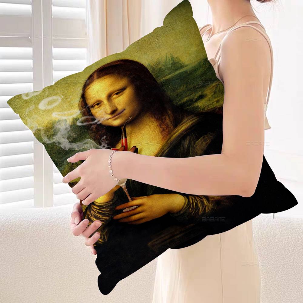Mona Lisa Funny Wall Art Pictures Pillow Gifts Home Office Furnishings Bedroom Sofa Car Cushion Cover case 45x45cm