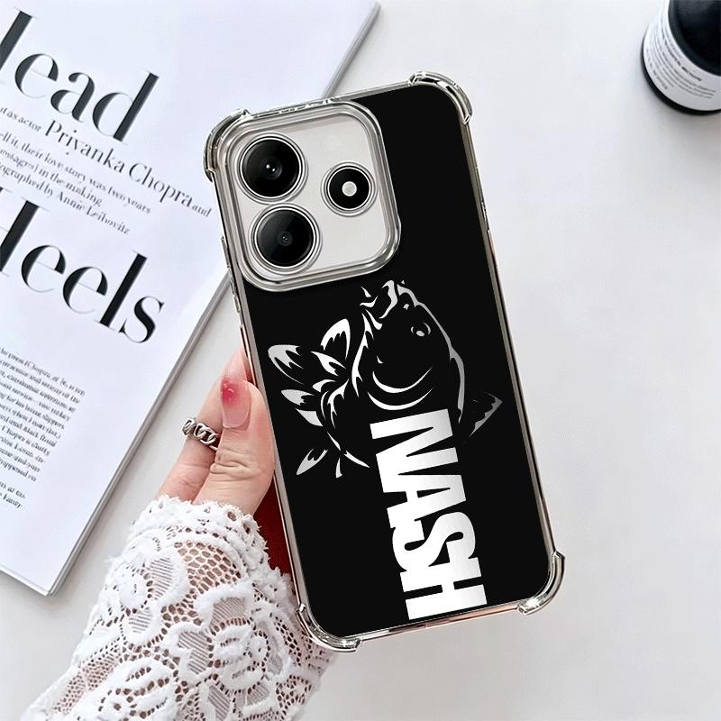 

Nash Fishing Fish Mark Plating Phone Case For Xiaomi Redmi Note 14 15 Pro Plus 13 12 11 11S 11T 10 9S 9 5G Anti-Fall Airabag Cov Redmi Note14ProPlus