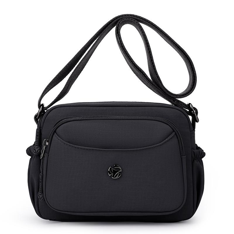 Solid Color Mobile Phone Bag Messenger Bag Small Bag Nylon Simple Middle and Old Trend Multi-layer Zipper Shoulder Bag Change Bag