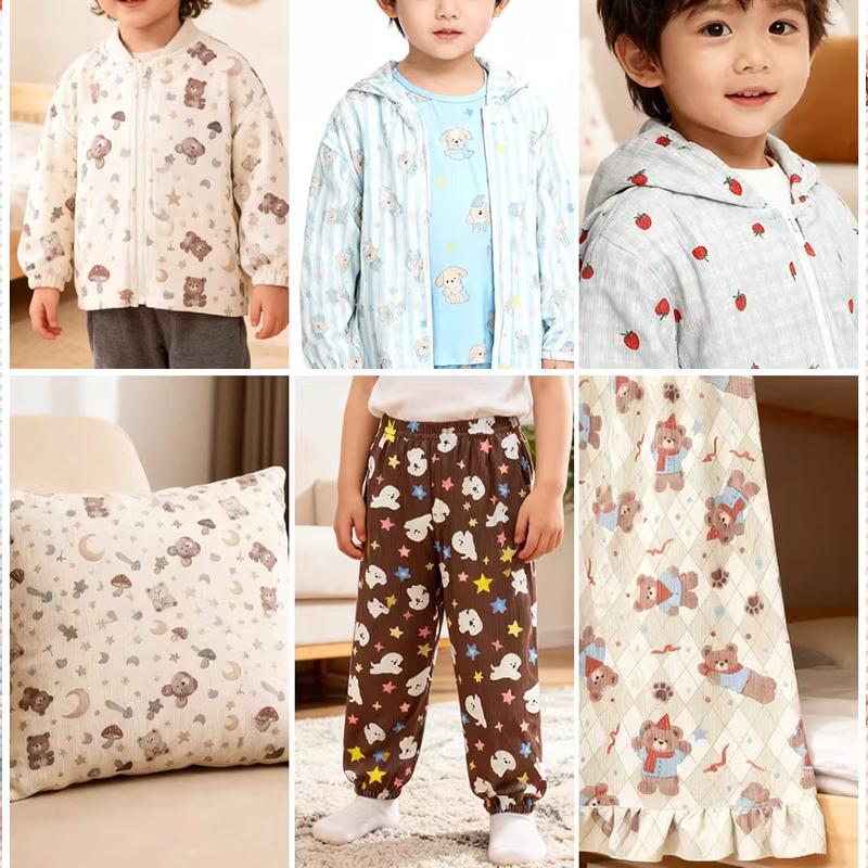 0.5m/2m Fine Strip Thicken Corduroy Cute Cartoon Printed for Sewing Winter Coats Children's Clothing Pants Handmade DIY Fabrics