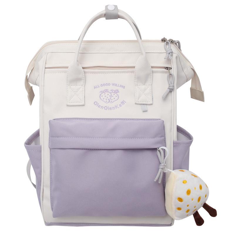 Strawberry And Letters Pattern Versatile Casual Backpack For Students Daily Use