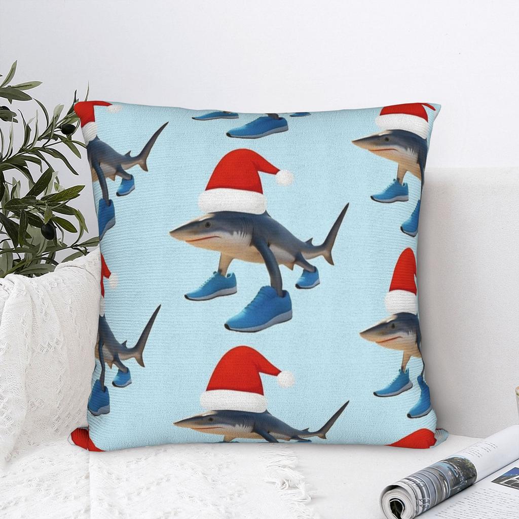 Santa Tralalero Tralala Shark In Santa Hat Christmas Meme Pillow Case Print Pillow Cover For Home Decoration Novelty Pillowcases