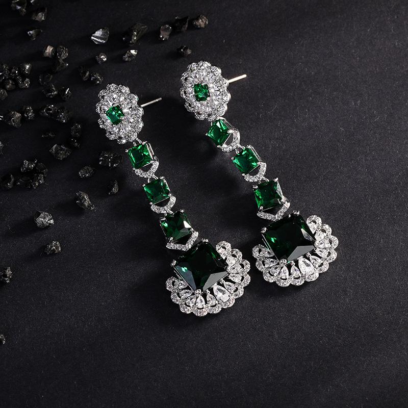 

1 пара кисточек женские инкрустированные асимметричные геометрические повседневные серьги в портовом стиле синего цвета с колосьями пшеницы зелёный