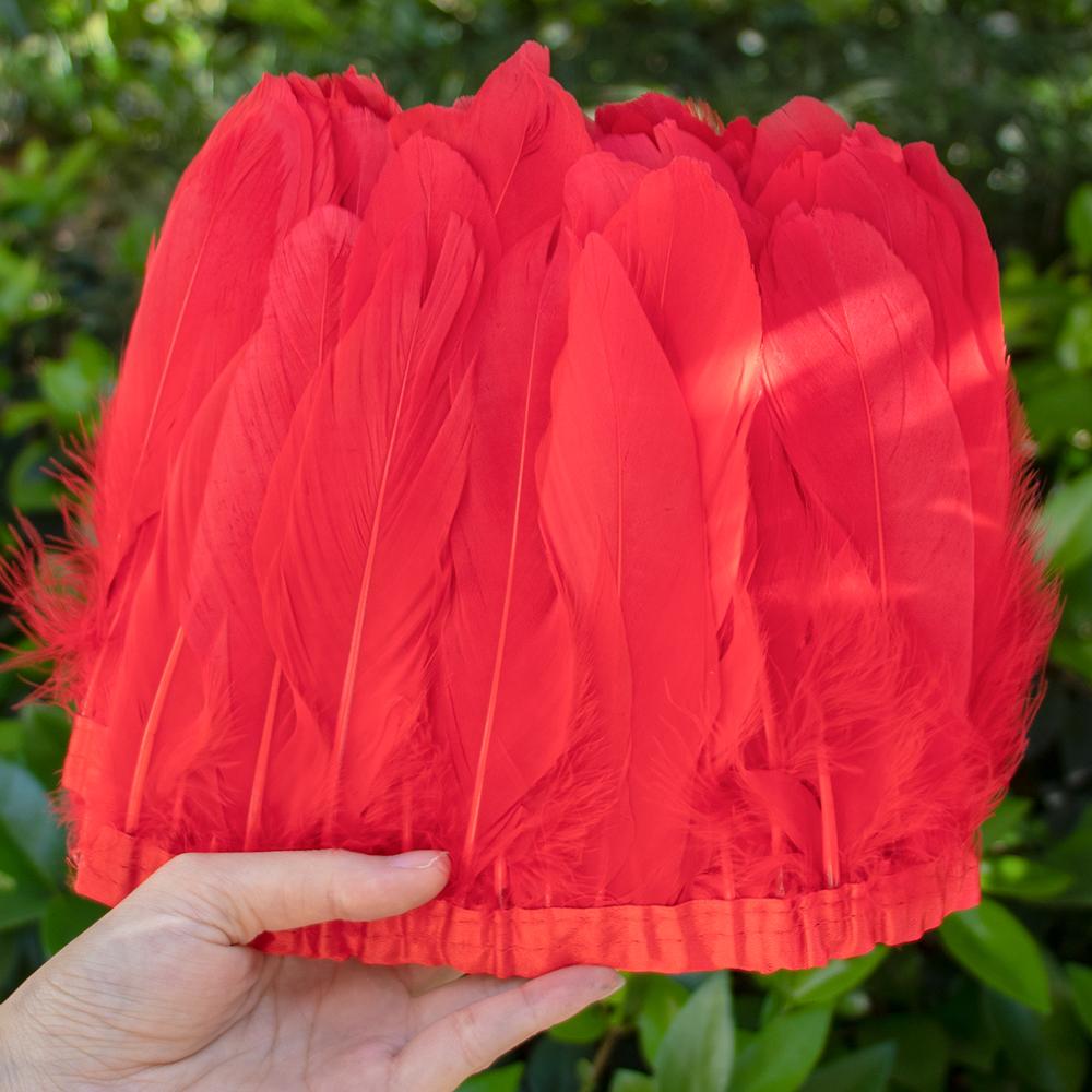 2 Meter Natural Dyed Goose Feather Trim Fringe Ribbon for Wedding Decor Costume Accessories DIY Crafts Gift Wrapping Supplies