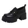 Zhike~ Platform High-heeled Loafers Women's Spring New 2025 Platform Muffin Small Leather Shoes British Style Single Shoes