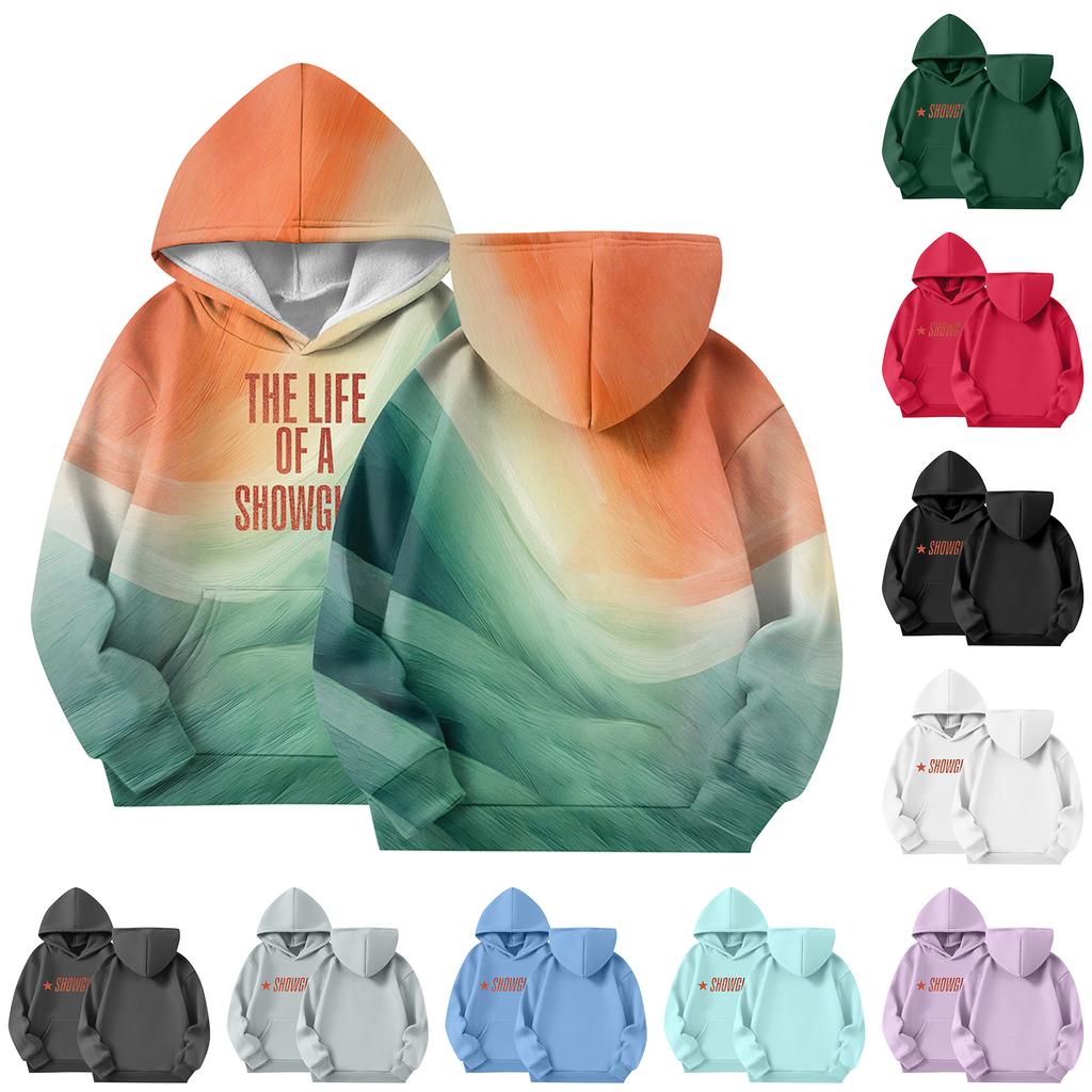 Children's Long-sleeved Loose Pullover Letter-printed Hooded Sweatshirt