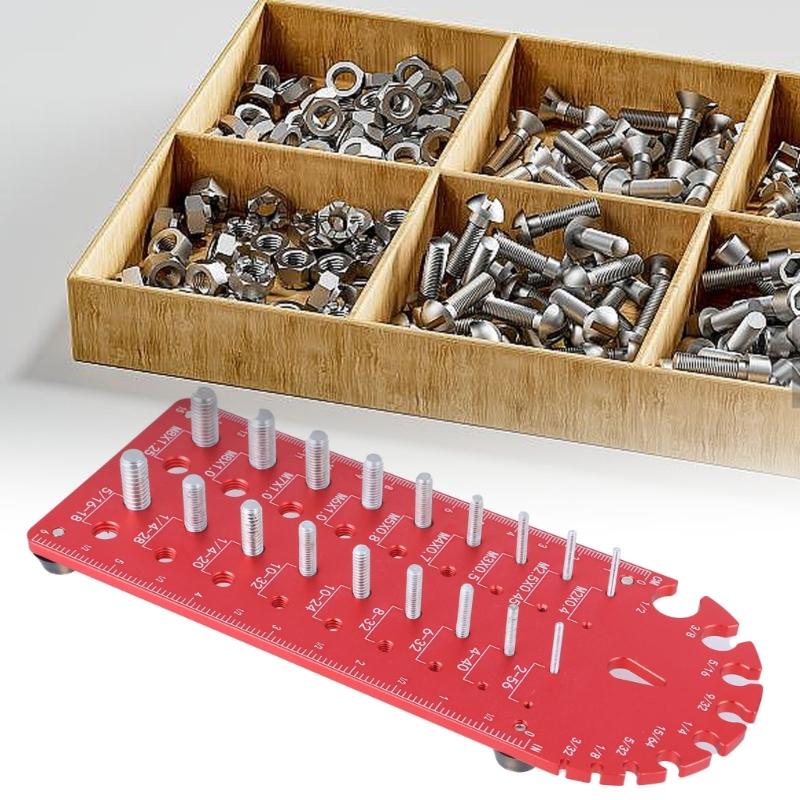 Upgrades Thread Identifier with Standard & Metric Measurements Thread Checker Plate 28/18/44 Hole for Nut & Bolts