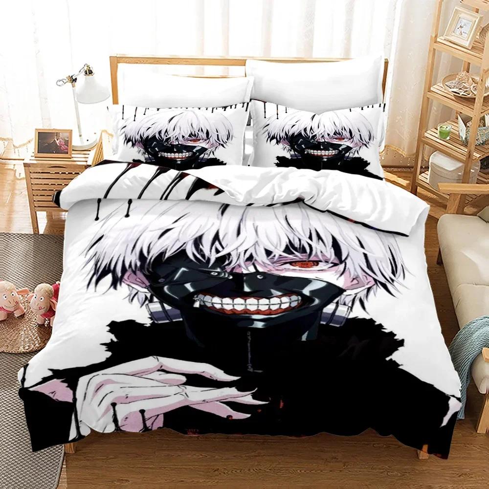 3D Printed Anime Tokyo Ghoul Comfortable Duvet Quilt Cover Pillowcase Bedding Set Children Bedroom Decoration Home Textile