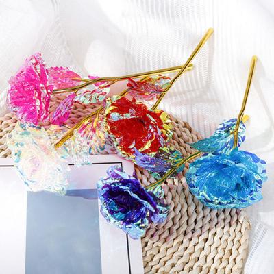Foil Plated Artificial Rose Small Faux Rose Flower for Valentine's Day Wedding Forever Rose Gifts for Women Girls Mom Wife Daughters
