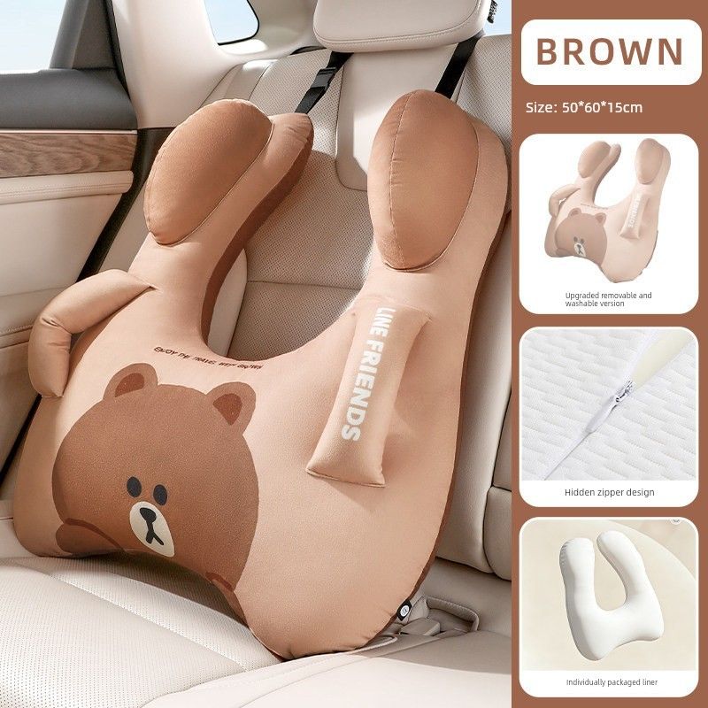 Cute Car Seat Belt Pillow, Kidsren's Rest Neck Pillow, Car Rear Seat Baby Sleeping Pillow, New Style, Removable and Washable