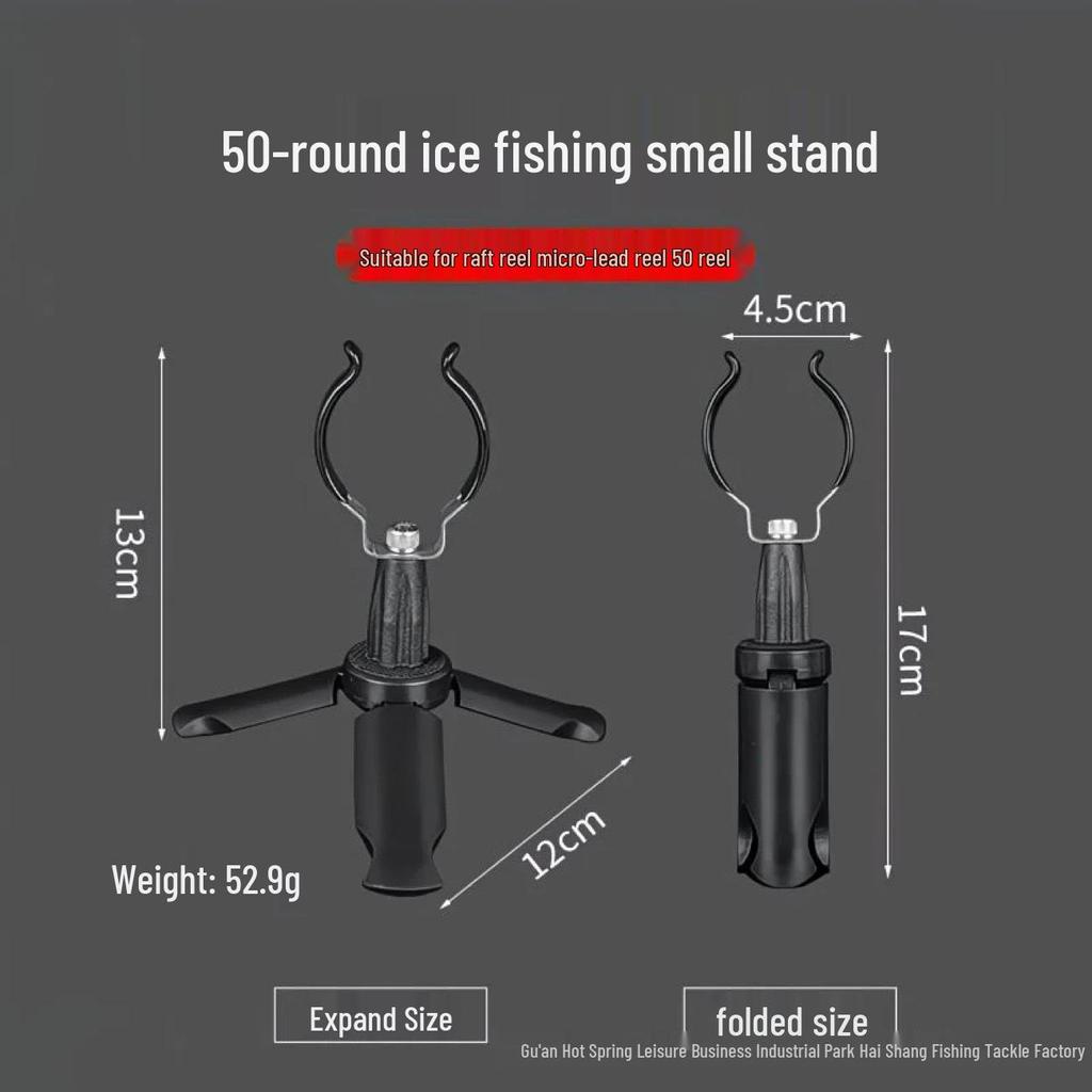 Portable Foldable Ice Fishing Rod Holder with Reel Seat - No Disassembly Needed