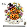 Pumpkin Party Decor Halloween Acrylic Hanging Decoration, Cartoon Ghost Ornament with Bell Bell, Suncatcher for Indoor Outdoor Holiday Ornaments