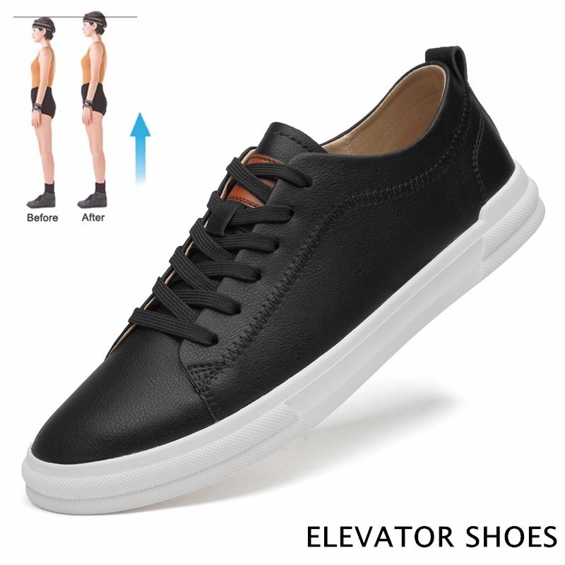 

Fashion Flat or 5cm Height Increasing Men Shoes Casual Elevator Shoes Man Fashion Lift Sneakers Sport Genuine Leather Shoes Tall Shoes 39