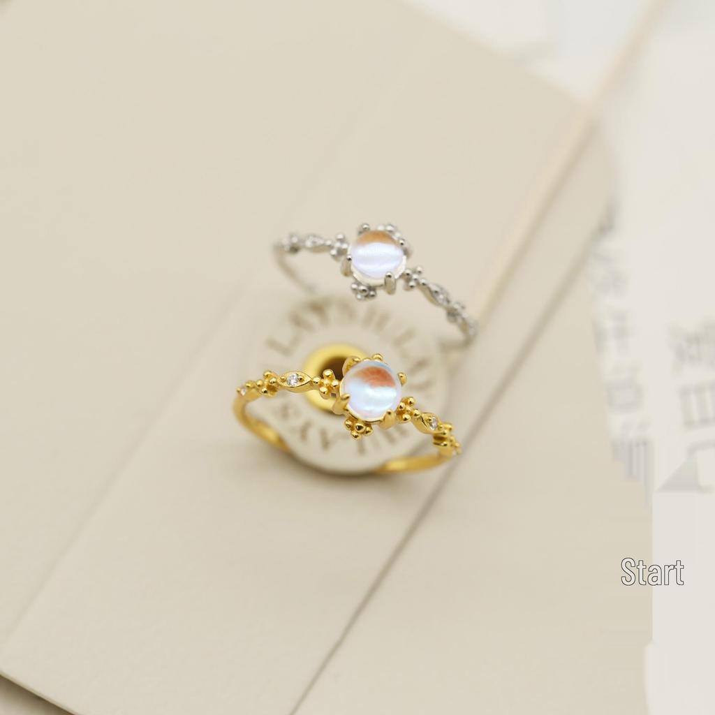 S925 Sterling Silver Moonstone Women's Ring - Light Luxury Niche Design