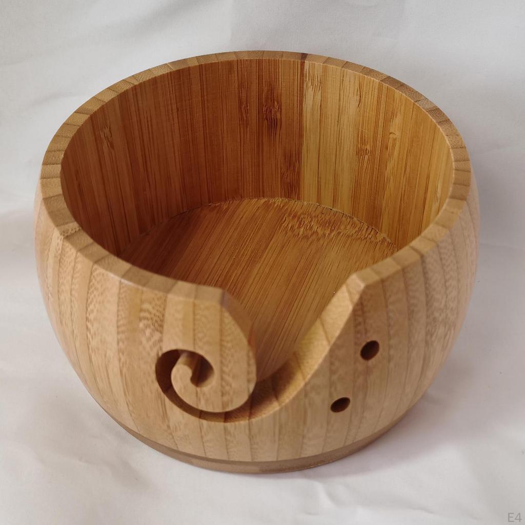 5.9 '' Crochet Yarn Bowl for Crochet, Knitting Holder, Wood Bowl, Basket
