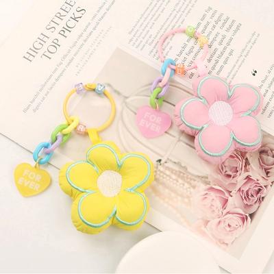 Chaveiro de tecido Sakura com flor, cordão para carro, bolsa, chaveiro, pingente, presente para criança