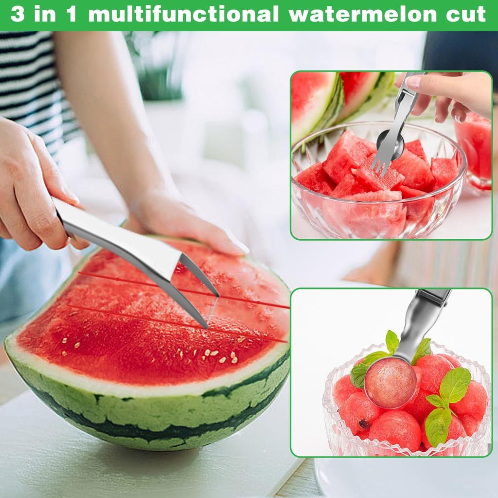 Watermelon Choxila,Stainless Steel Watermelon Cutter Cool Watermelon Knife Fun Watermelon Cutting Tool With 2PCS