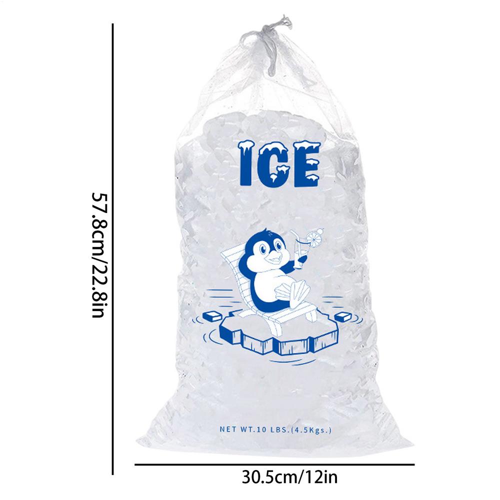 Reusable Plastic Ice Bags With Drawstring 10 Packs 8/10/20lbs Storage Bags For Ice Machine Ice Cubes Bags For Kitchen Storage