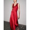 Summer Women's Clothing A- line Asymmetric Hem Silk Satin Texture Long Dress 2590987 2590934