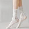 Women's Ruffle Socks Casual Mesh Lace Crew Socks Summer Ultra Thin Frilly Ankle Socks Soft Breathable Knit Socks