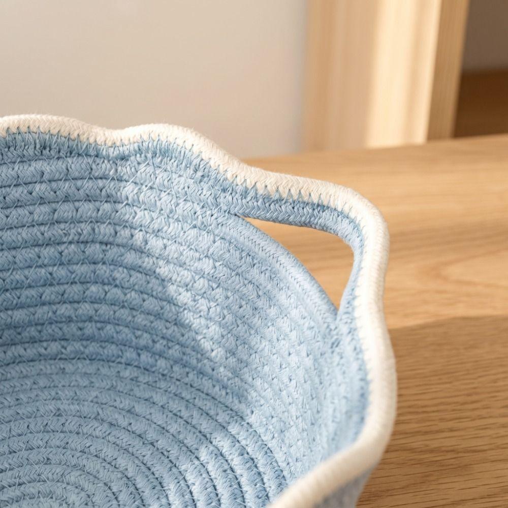 With Handles Cotton Rope Woven Basket Oval Sundries Storage Organizer Laundry Hamper  Nursery