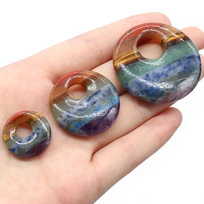 1Pc Natural Stone 7 Chakra Aura Healing Gemstone for DIY Home Decor, Hanging Jewellery Accessories Supplies Holiday Gifts