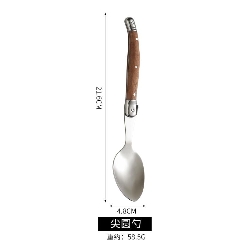 Wood Dinnerware,Stainless Steel Cutlery Set Steak Knife Fork Spoon Retro Flatware Luxury household tableware dinnerware set