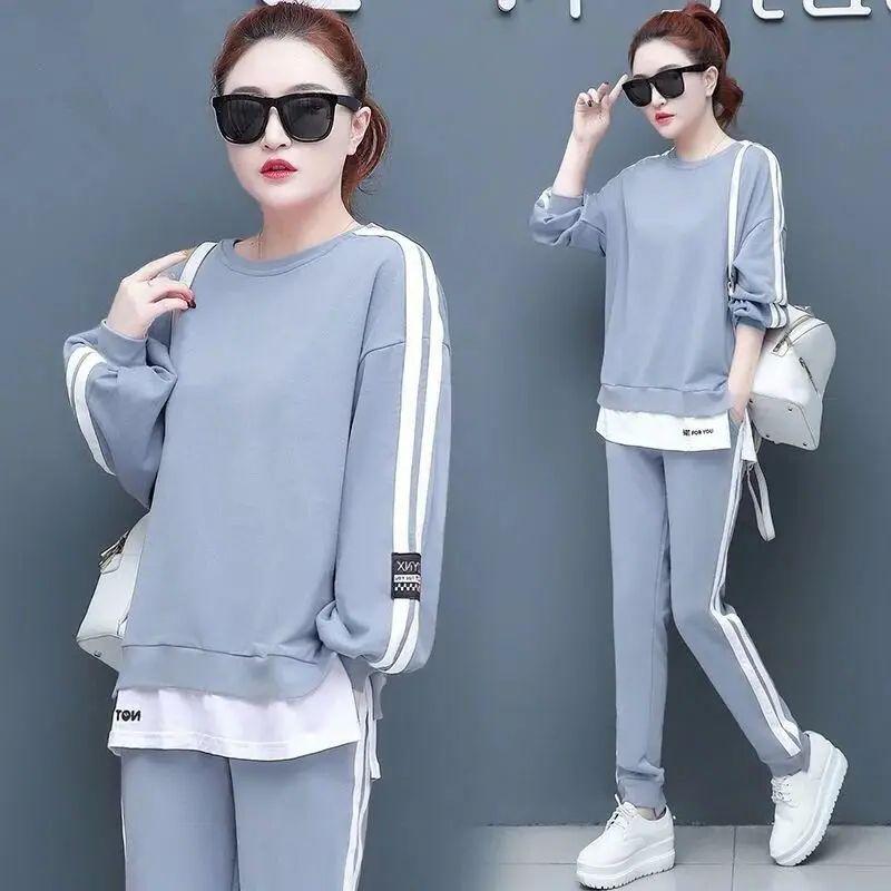 Women's Causal Sweat Suit Spring Autumn  T-shirt Plus Size Clothing Fashion Elegant Tops and Pants 2 Two Piece Sets for Women