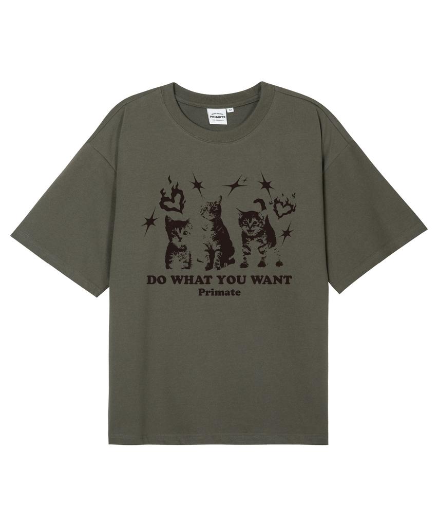 PRIMATE [Cool Cotton] Catitude Oversized Short Sleeve T-Shirt 8 Colors (B Type)